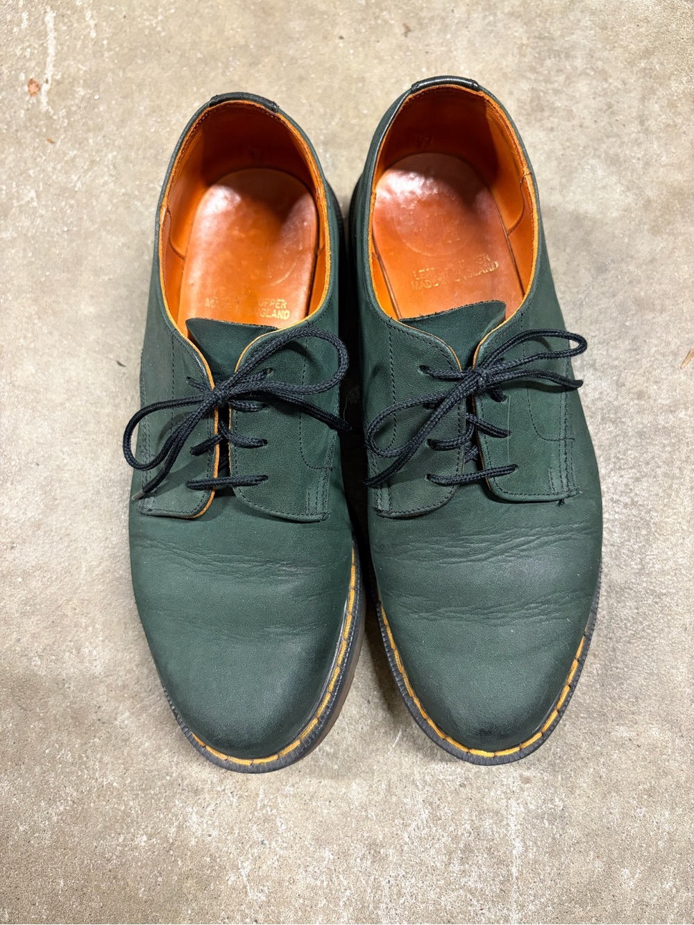Dr. Martens made in England Pine Green Leather Derby Oxford